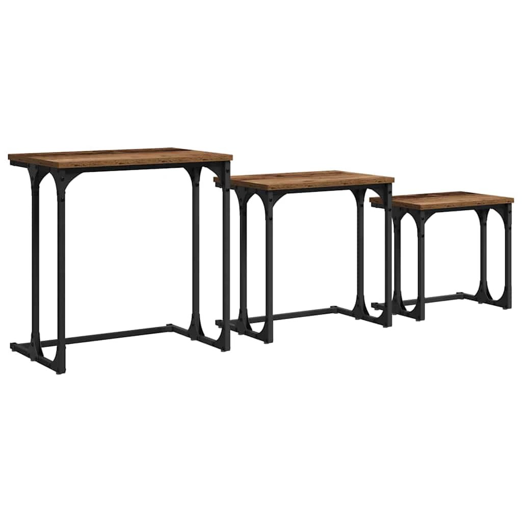 vidaXL vidaXL Nesting Coffee Tables 3pc Old Wood - Coffee Table