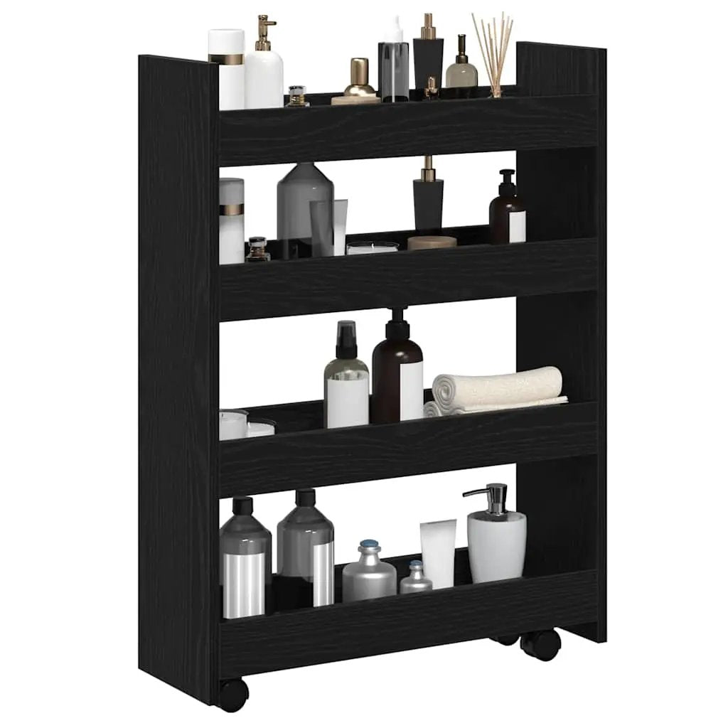 vidaXL Narrow Storage Trolley Black Oak 60 x 20 x 82 cm - from vidaXL