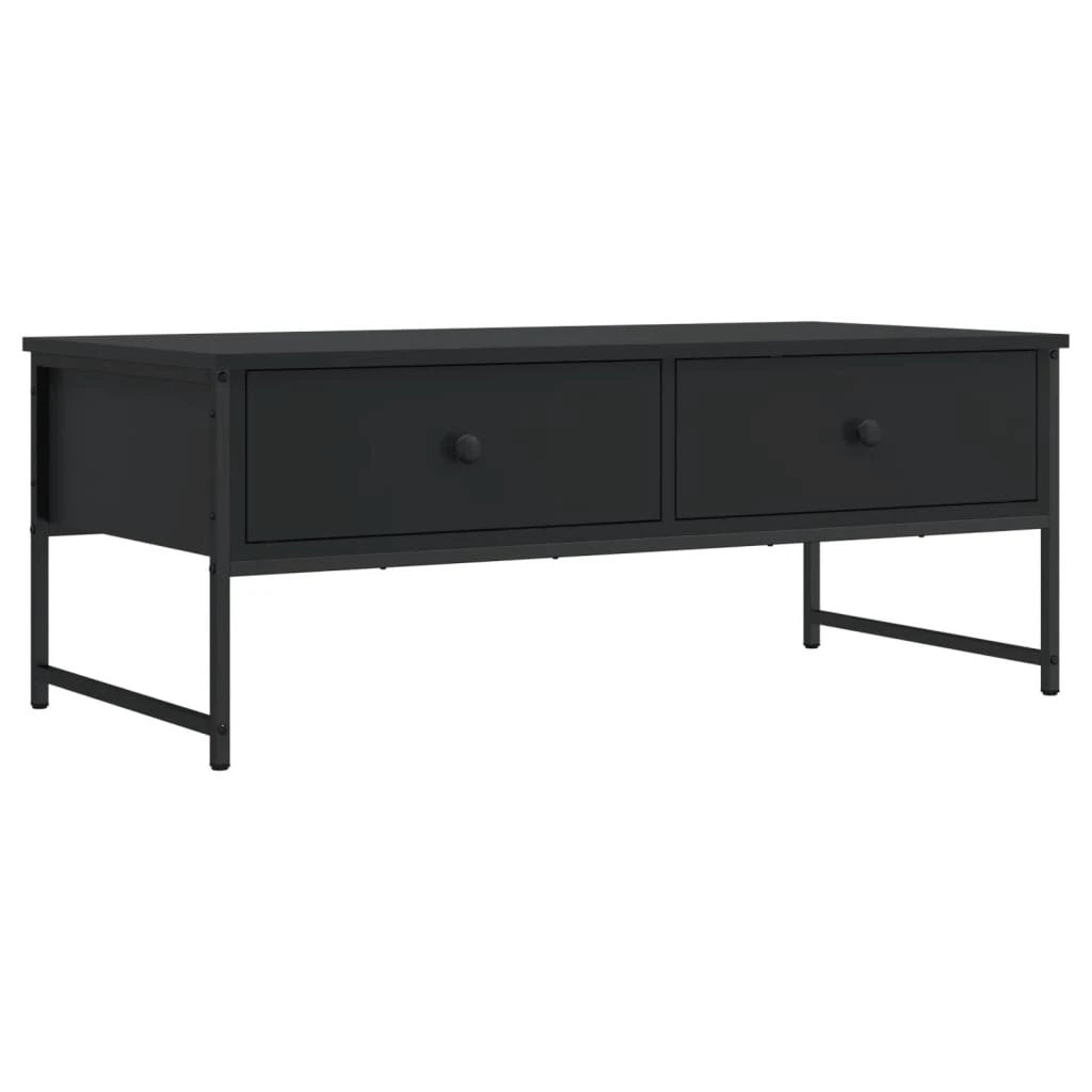 vidaXL VidaXL Coffee Table 101x49x39.5 Cm Engineered Wood Black Metal Frame Moisture Resistant Living Room - Coffee Table