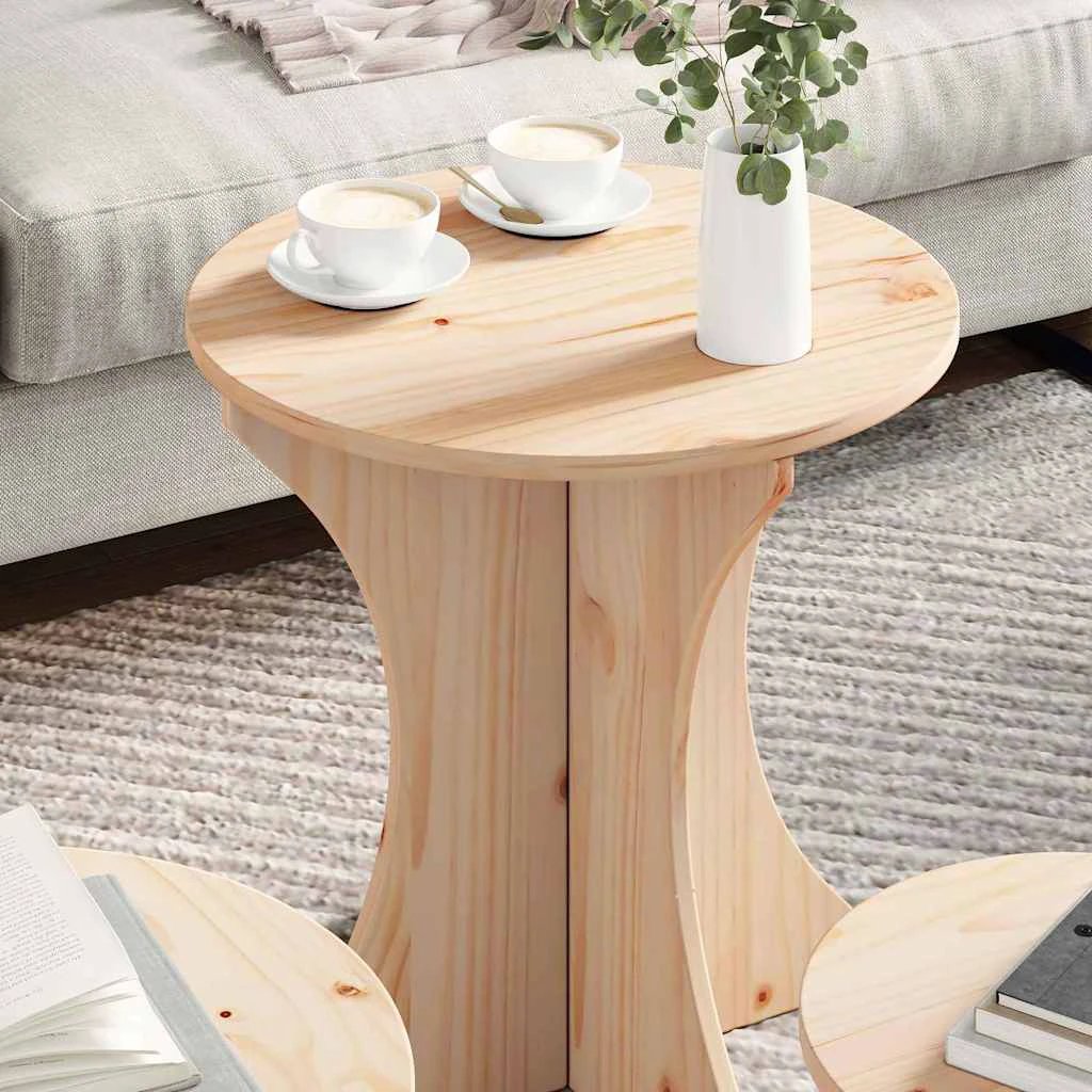 vidaXL VidaXL Nesting Coffee Tables Round Natural Wood - Coffee Table