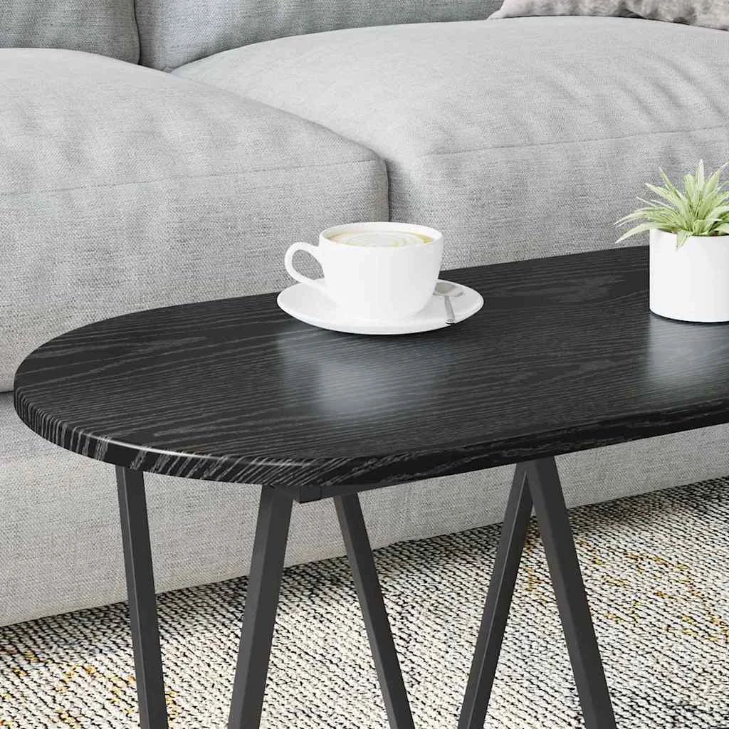 vidaXL vidaXL Coffee Table 80x40x40.5 cm Black Oak Finish with Geometric Metal Frame for Modern Living Rooms - Coffee Table