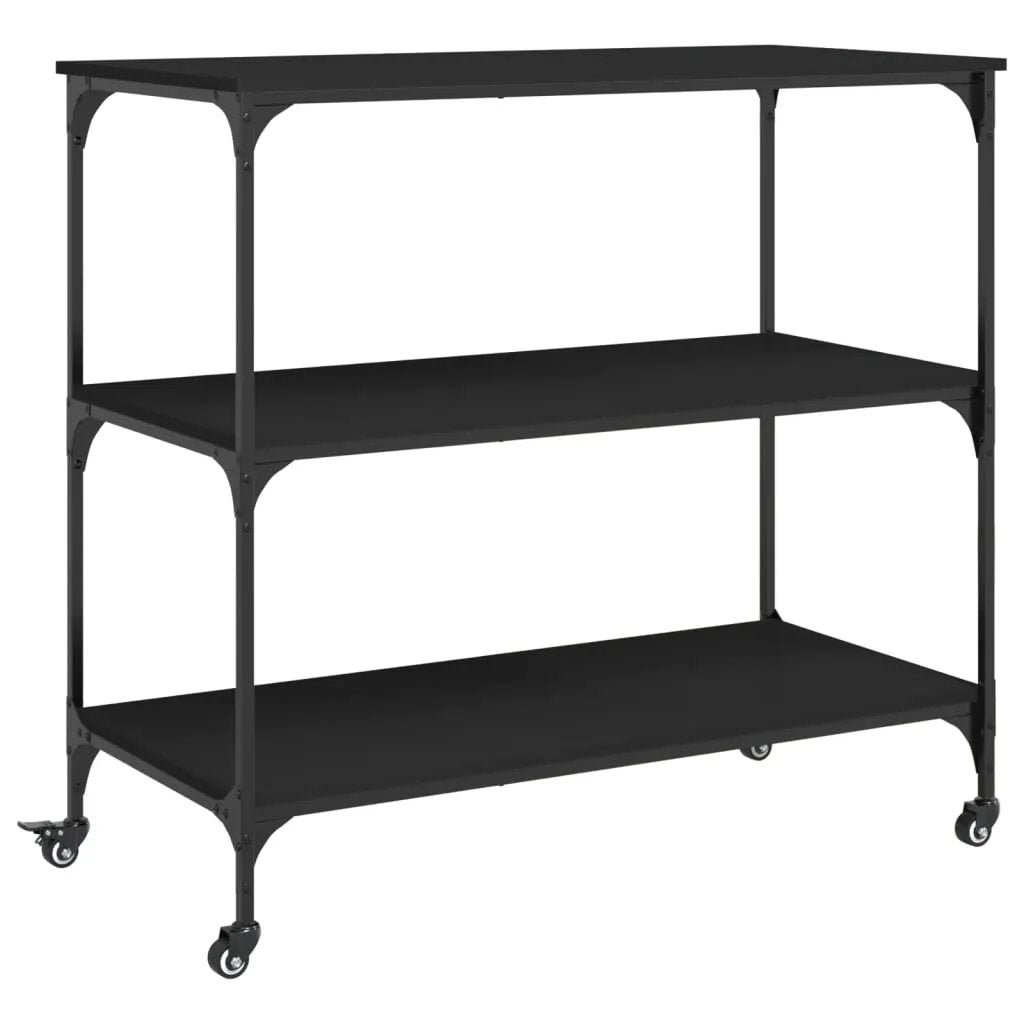 vidaXL Kitchen Trolley Black 102x50x95 cm Engineered Wood - from vidaXL