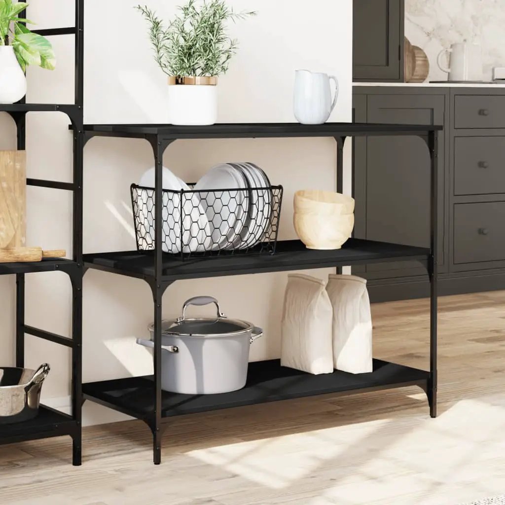 vidaXL Kitchen Trolley Black 102x50x95 cm Engineered Wood - from vidaXL
