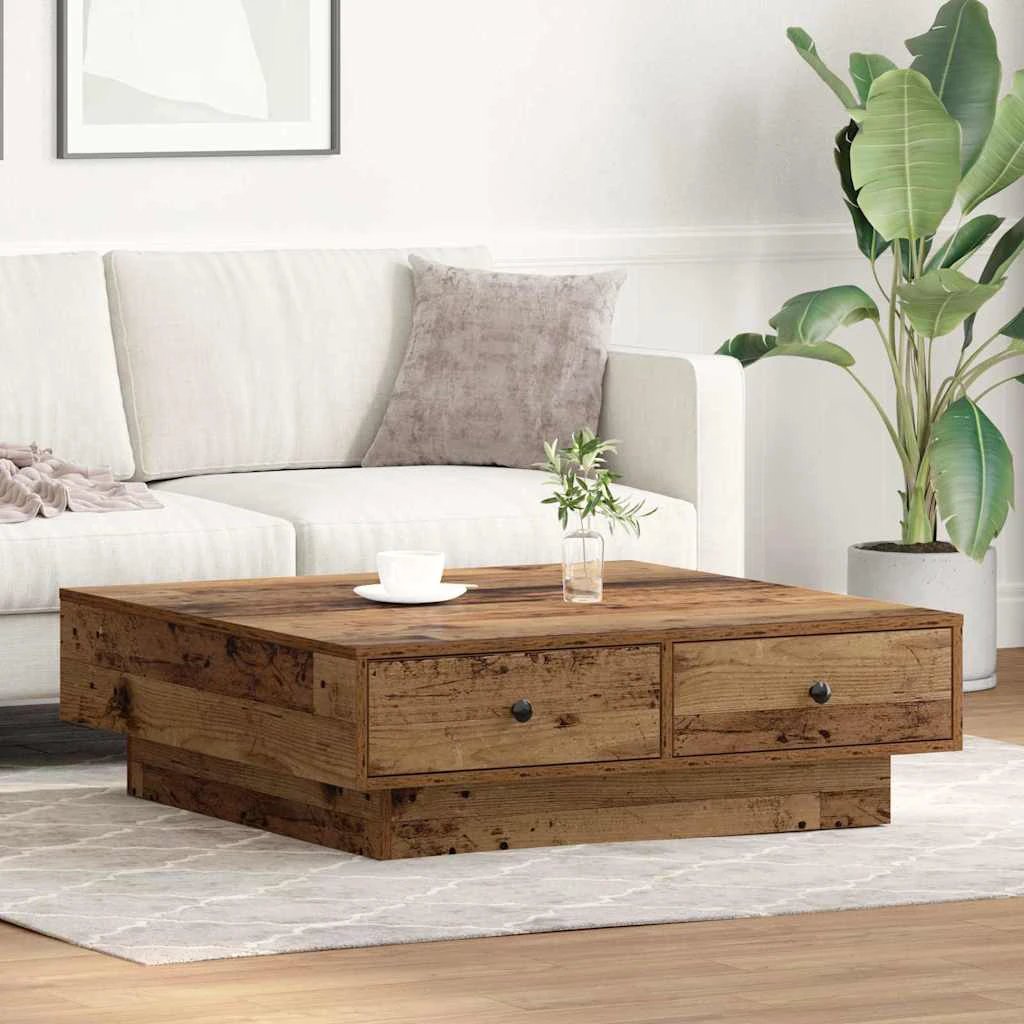 vidaXL vidaXL Coffee Table 90 x 90 x 28 cm Engineered Wood Rustic Finish Living Room - Coffee Table
