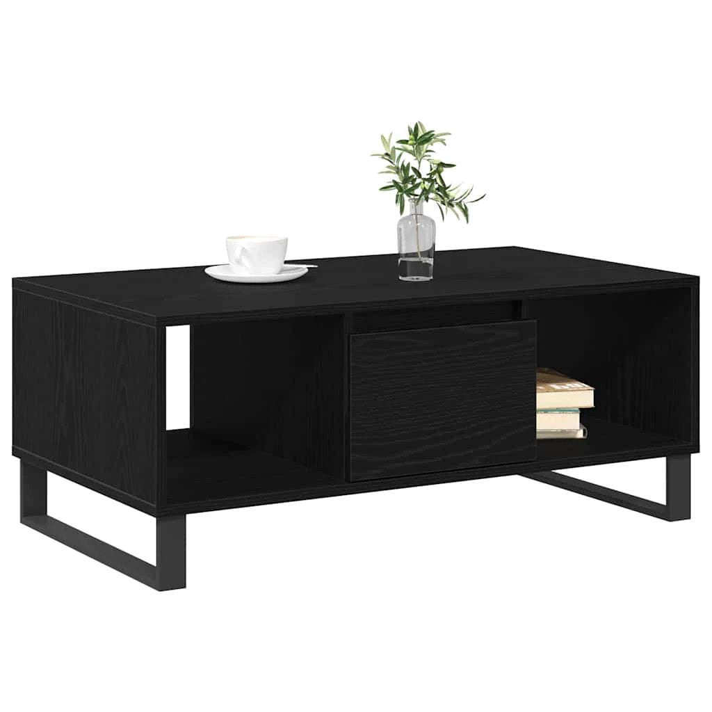 vidaXL VidaXL Coffee Table 90 x 50 x 36.5 cm Engineered Wood Black Oak Finish For Living Room - Coffee Table