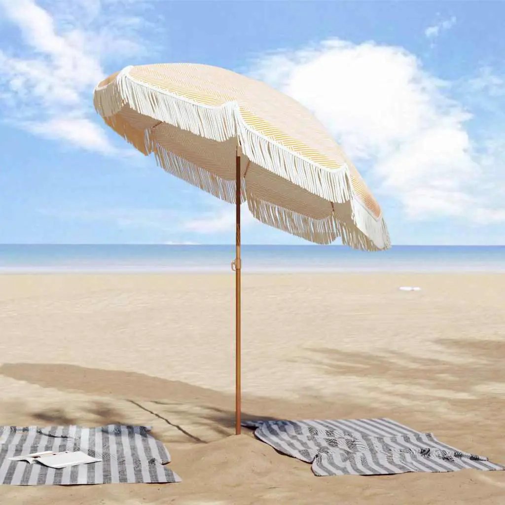 vidaXL vidaXL Beach Parasol Yellow and White 160 x 160 x 196 cm - Parasol