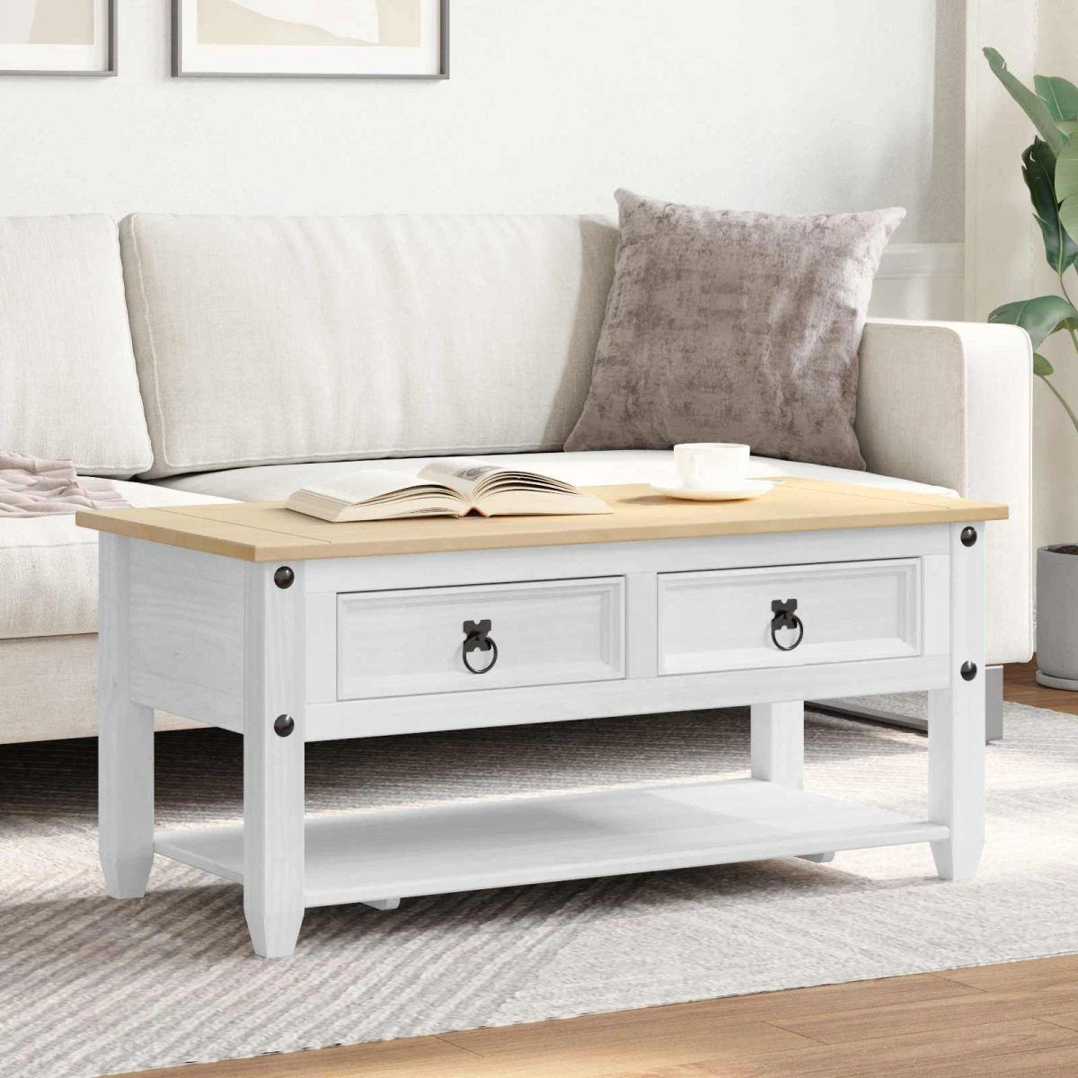 VidaXL Coffee Table 100x48x45 SolidPine LivingRoom by vidaXL