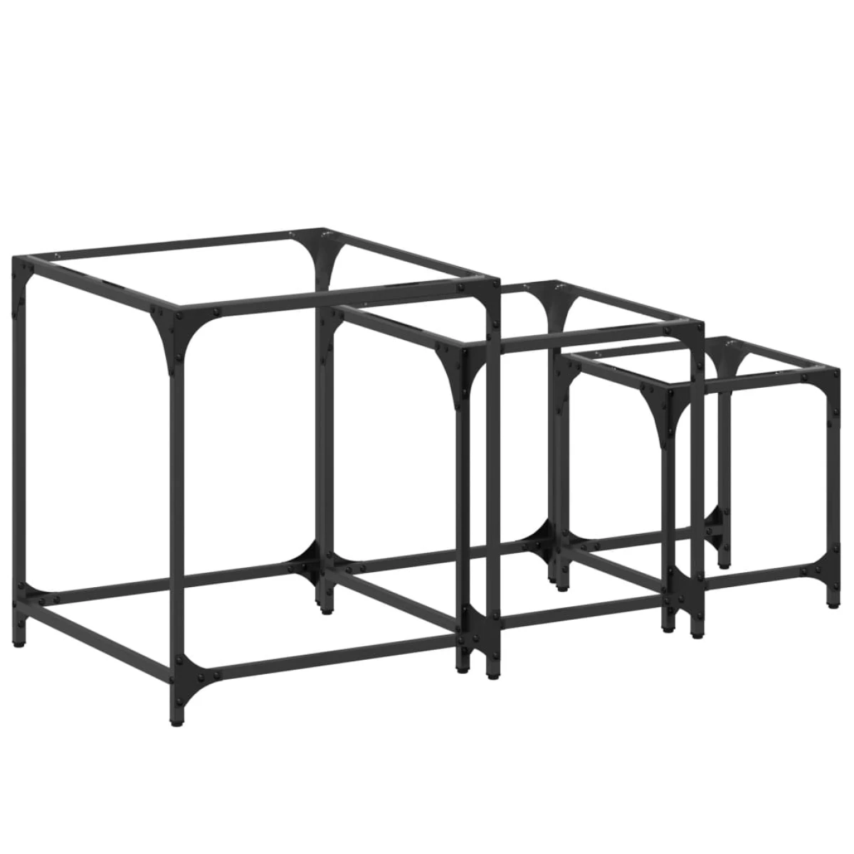 vidaXL VidaXL Nesting Coffee Tables 3 Piece Set Steel Frames Transparent Glass Tops For Living Room - Coffee Table