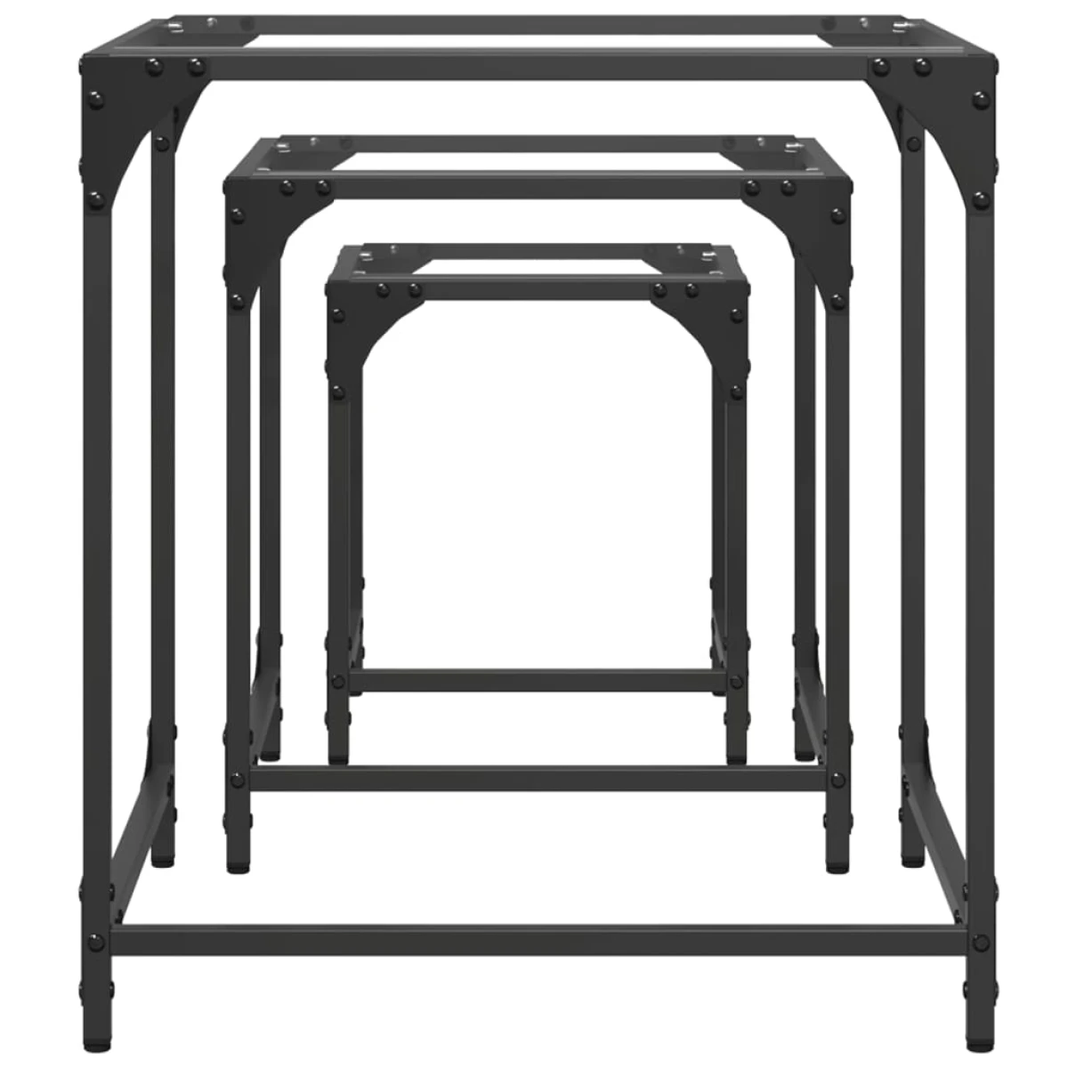 VidaXL Nesting Coffee Tables 3 Piece Set Steel Frames Transparent Glass Tops For Living Room by vidaXL