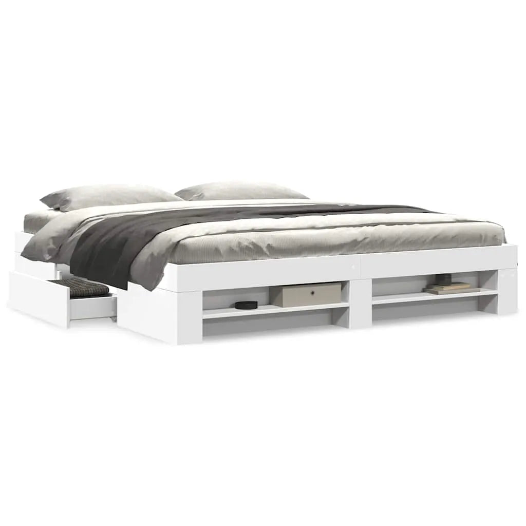 vidaXL Bed Frame without Mattress White 200x200 cm Engineered Wood - from vidaXL