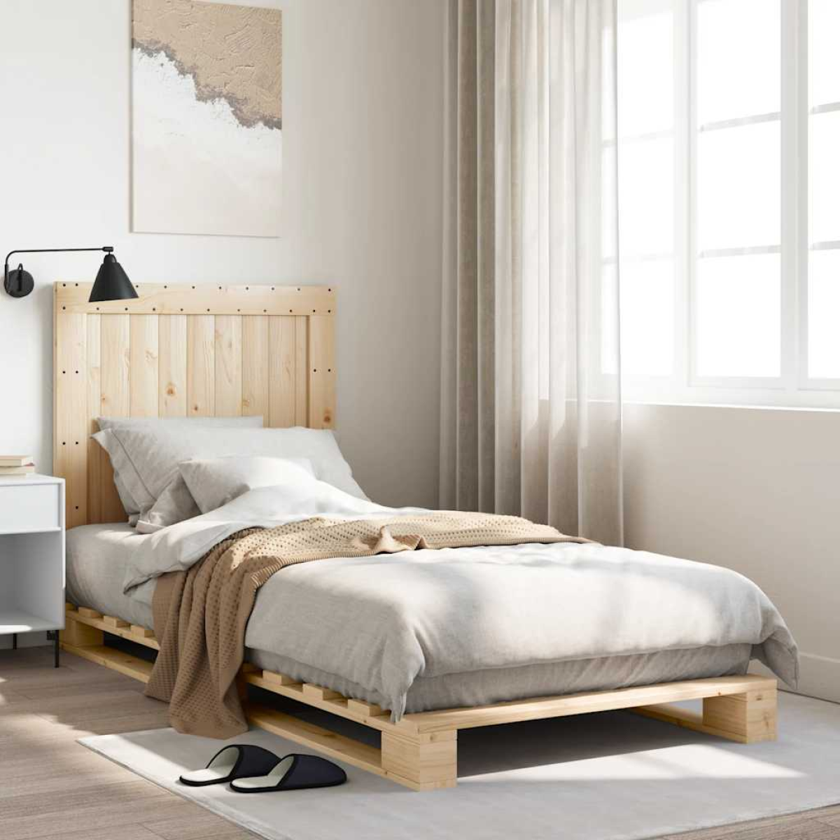 vidaXL Bed Frame | Natural Pine | Solid Pinewood | Single size | Durable - from vidaXL