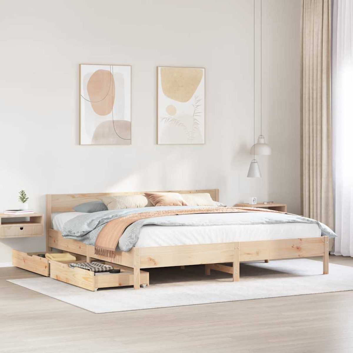 vidaXL Bed Frame without Mattress 200x200 cm Solid Wood Pine - from vidaXL