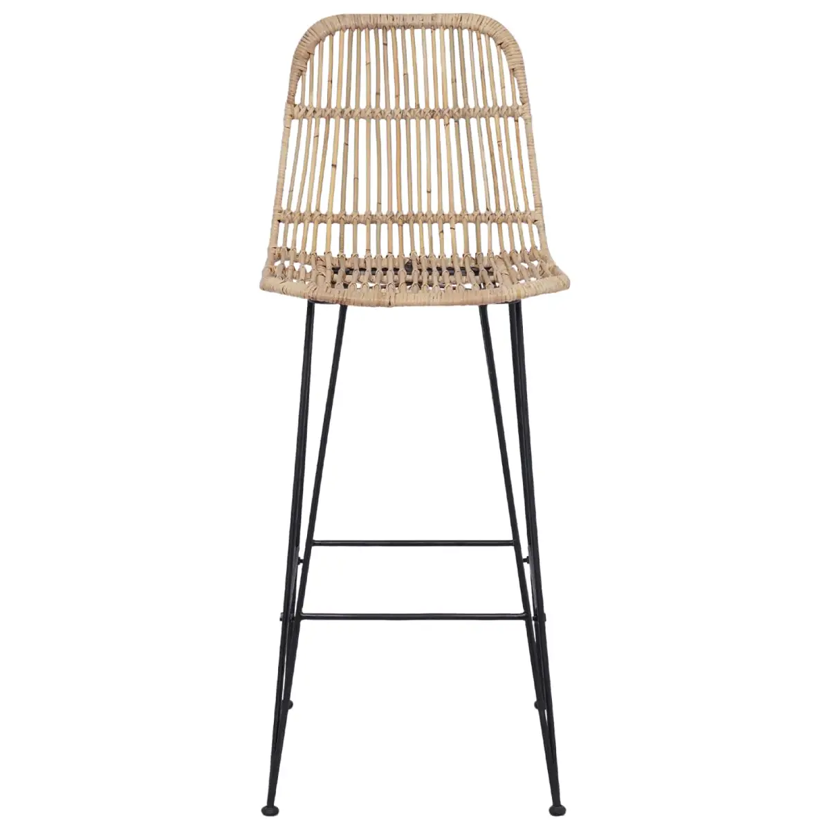 vidaXL vidaXL Bar Stool 2 pcs Natural 44 x 55 x 109 cm Rattan and Steel - Bar Stool