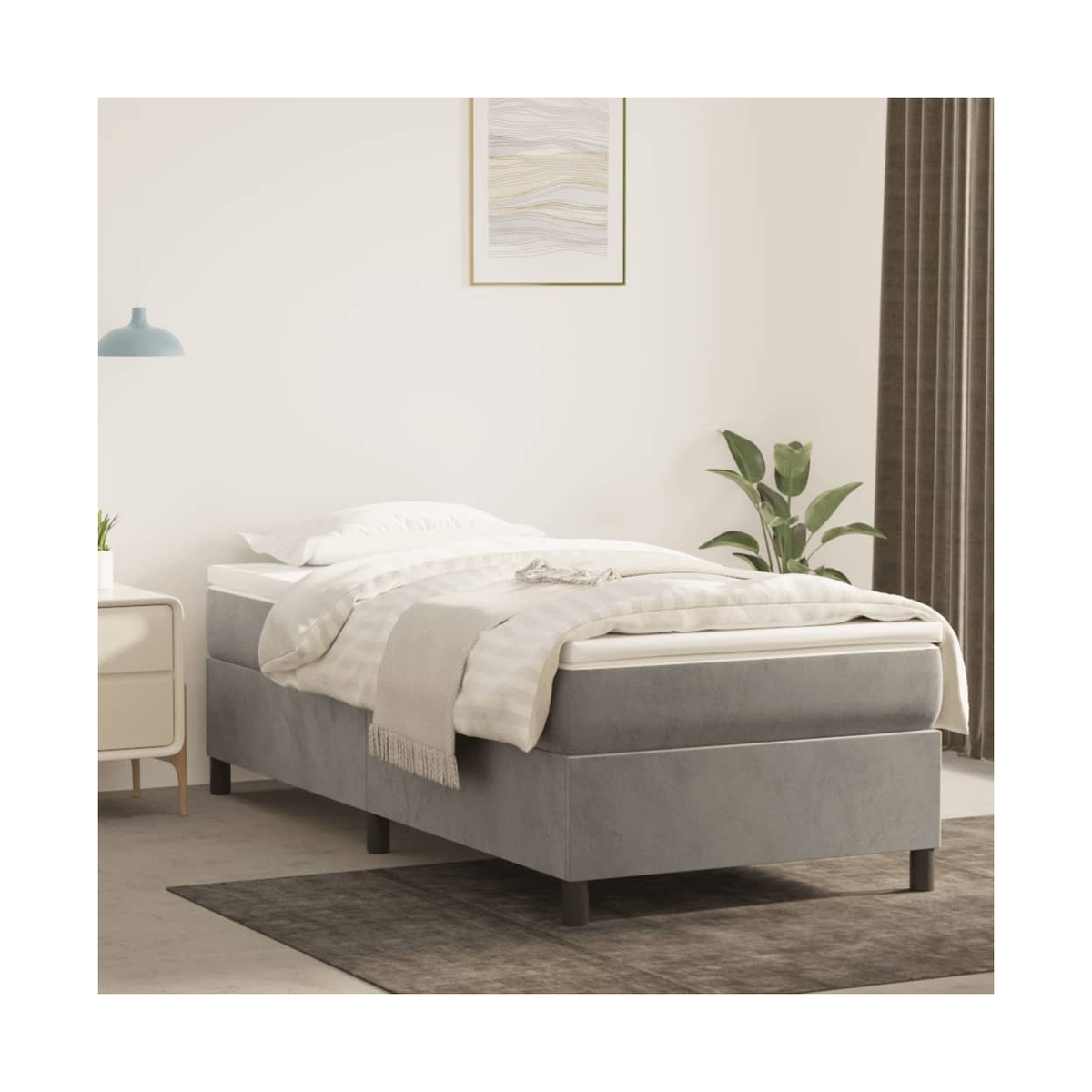 vidaXL Box Spring Bed Frame Light Grey Twin Velvet (US Only) - from vidaXL