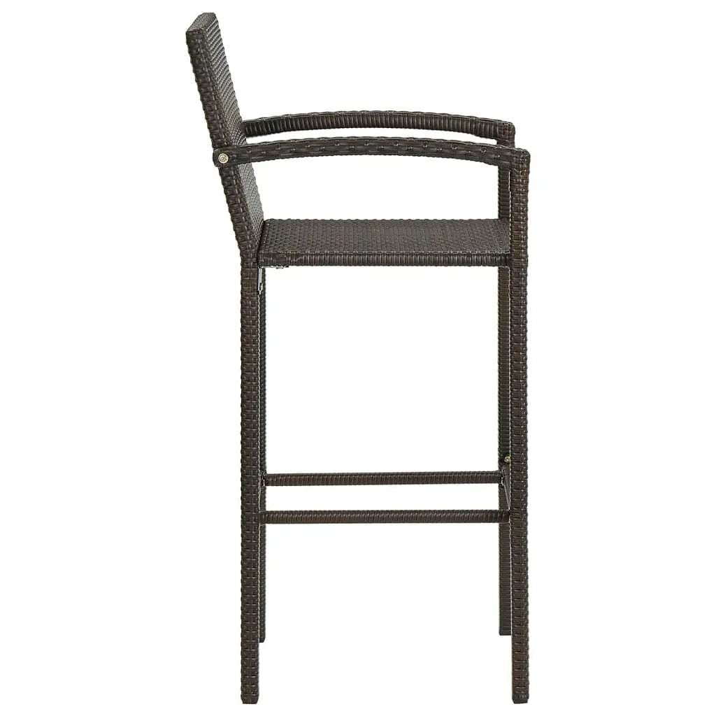 vidaXL vidaXL Bar Stools 2 pcs Brown Poly Rattan - Bar Stool