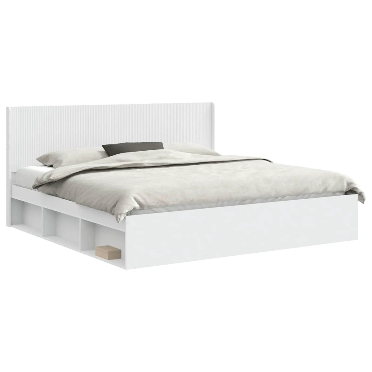 vidaXL Bed Frame with Storage and Headboard White 200 x 200 cm - from vidaXL