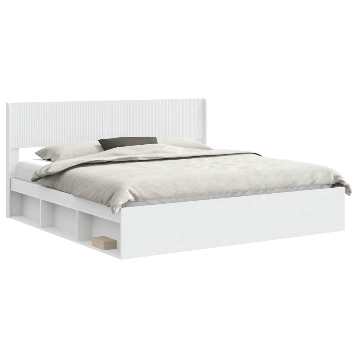 vidaXL Bed Frame with Storage and Headboard White 200 x 200 cm - from vidaXL