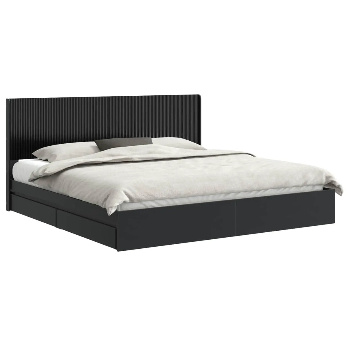 vidaXL Bed Frame with Storage and Headboard Black 200 x 200 cm - from vidaXL