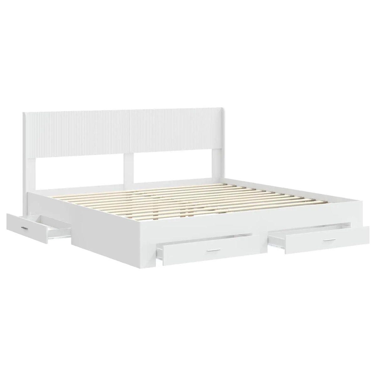 vidaXL Bed Frame with Storage and Headboard White Engineered Wood - from vidaXL