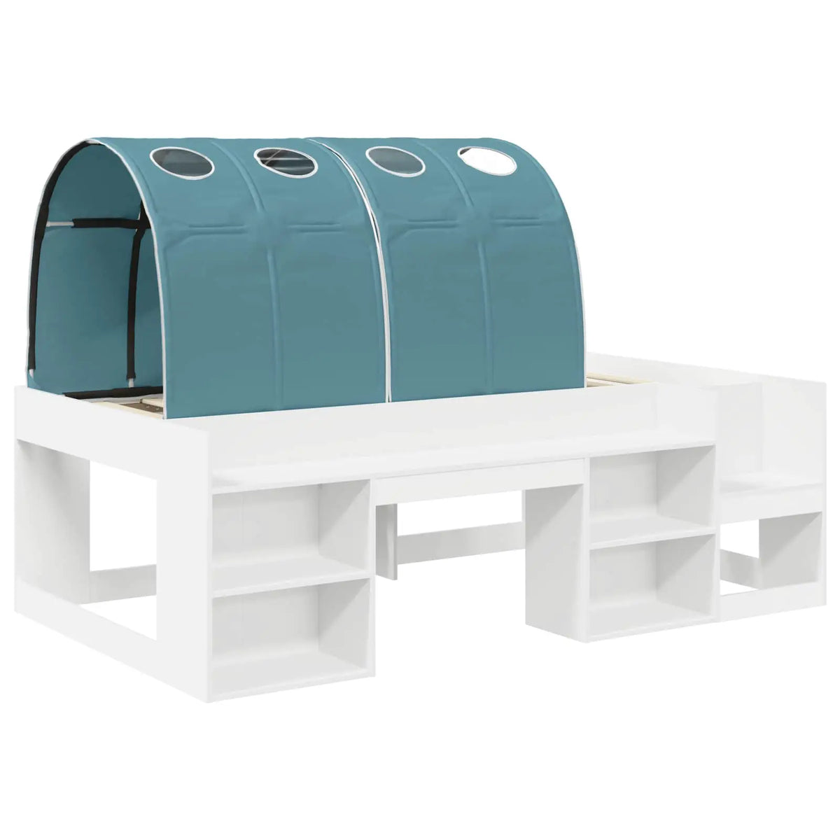 vidaXL Bed Frame with Tunnel with Shelf 3 pcs White and Light Blue - from vidaXL