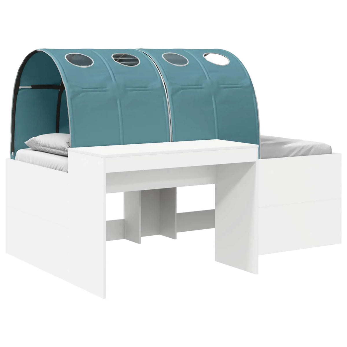 vidaXL Bed Frame with Tunnel with Shelf 3 pcs White and Light Blue - from vidaXL