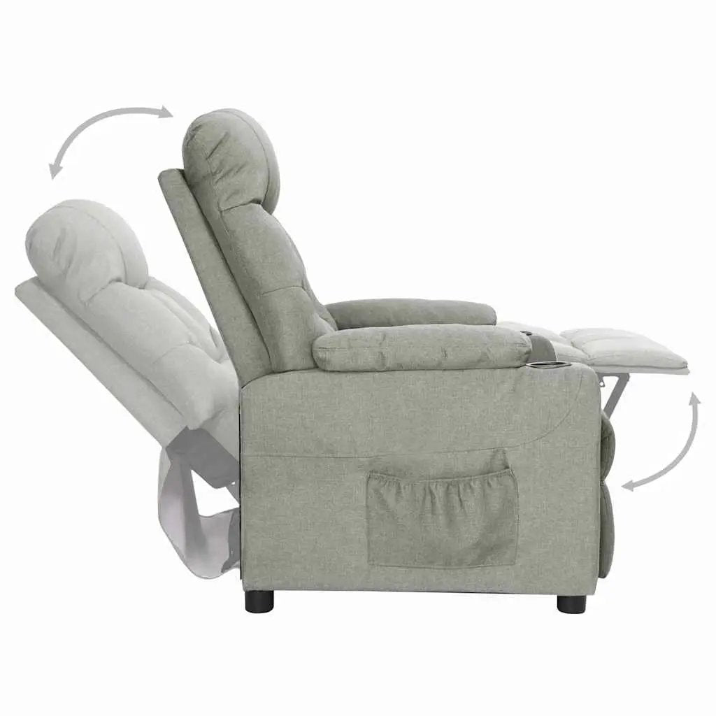 vidaXL Recliner Chair Light Grey Fabric - from vidaXL