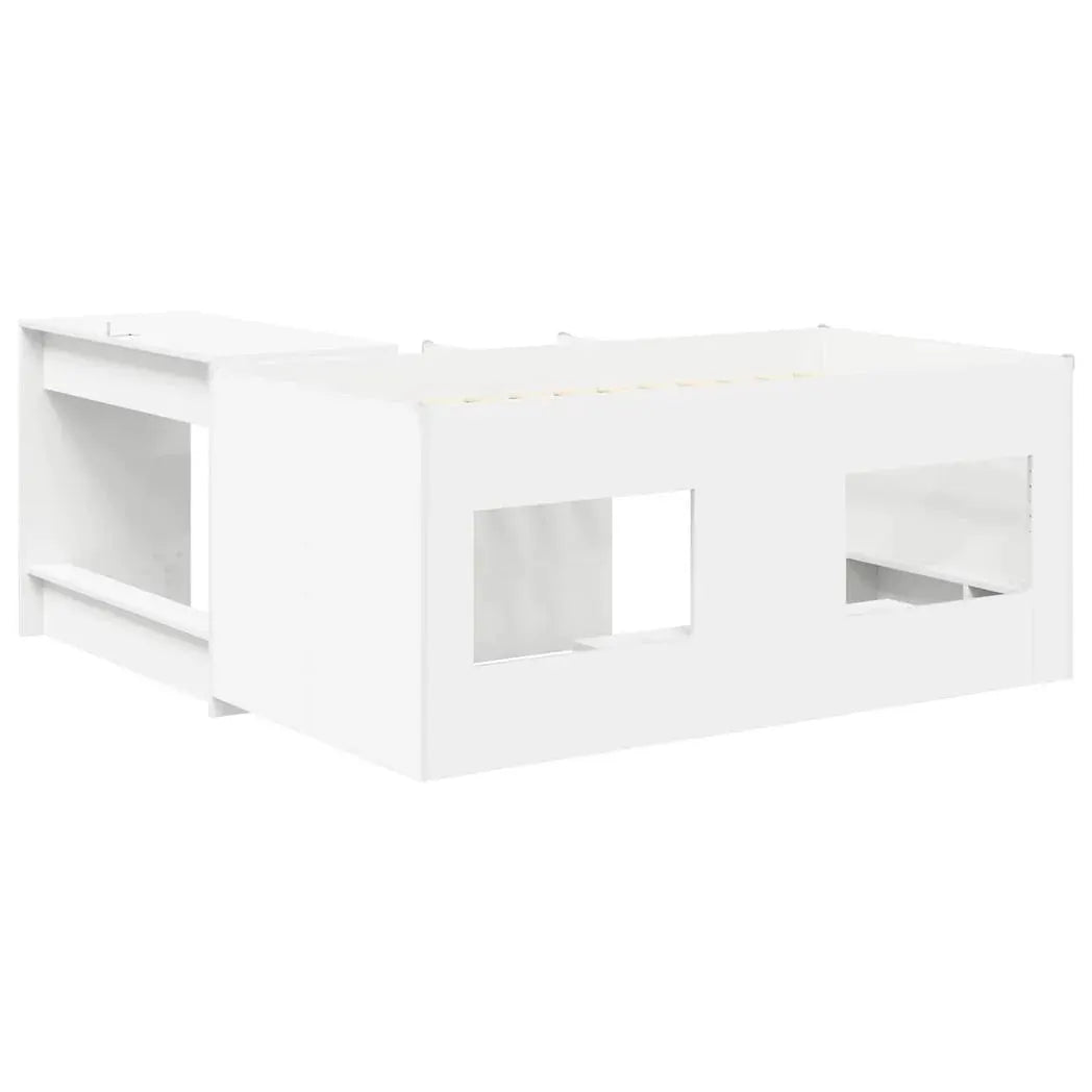vidaXL Kids'High Bed Frame with Desk 2 pcs White Engineered Wood - from vidaXL