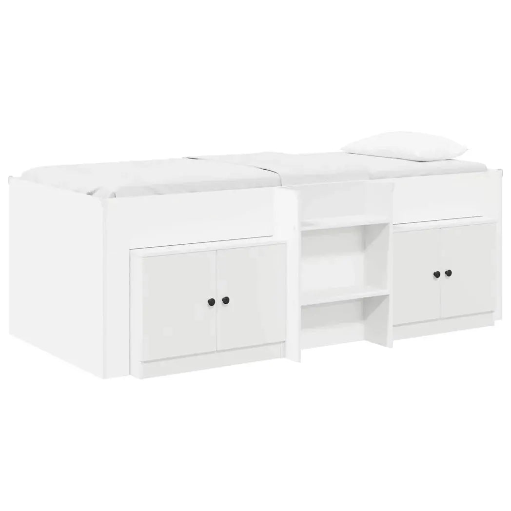 vidaXL Loft Bed Frame with Cabinet 3 pcs White Engineered Wood - from vidaXL