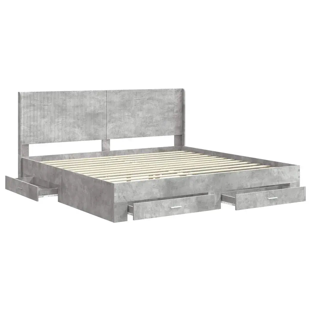 vidaXL Bed Frame with Storage and Headboard Concrete Grey - from vidaXL