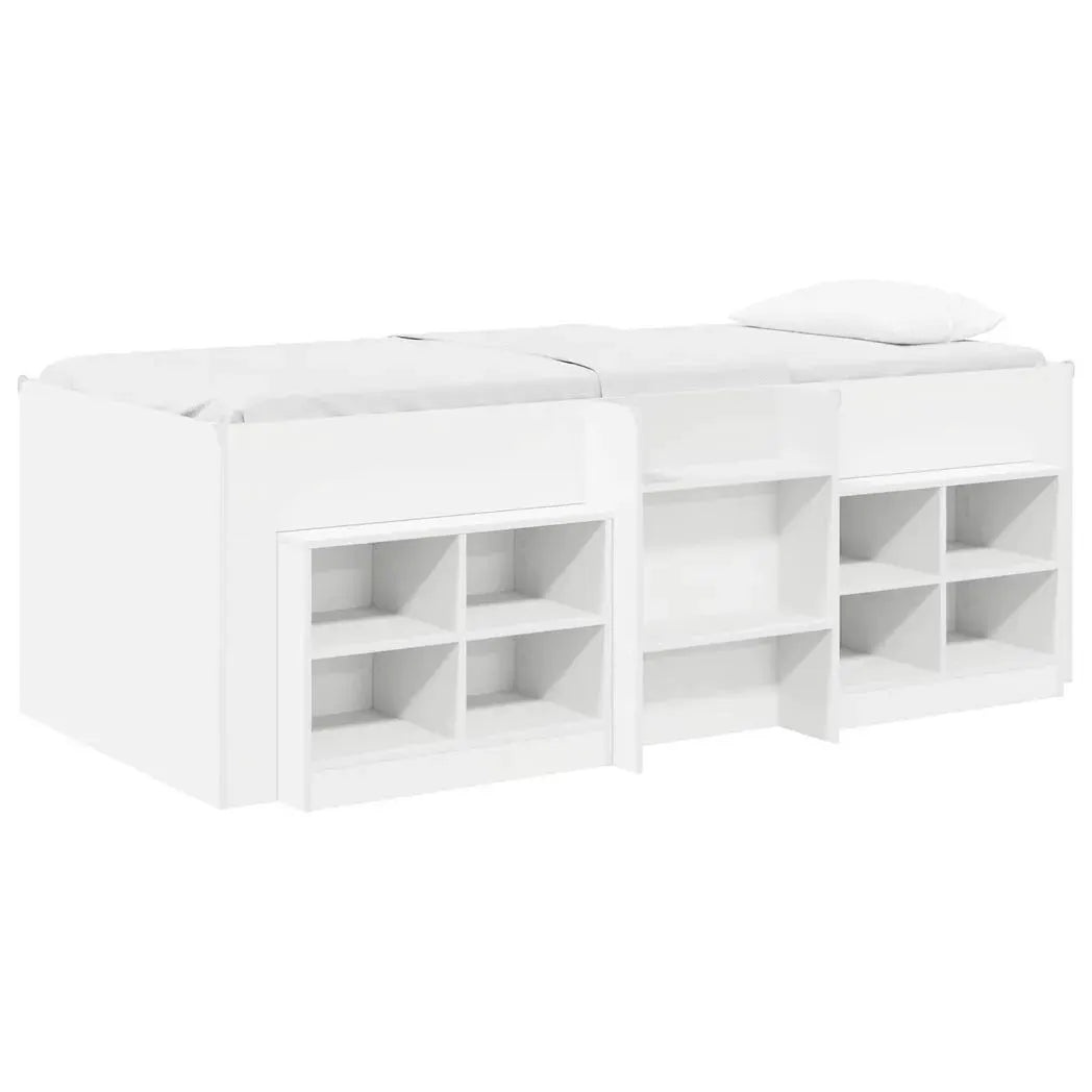 vidaXL Loft Bed Frame with Cabinet 3 pcs White Engineered Wood - from vidaXL