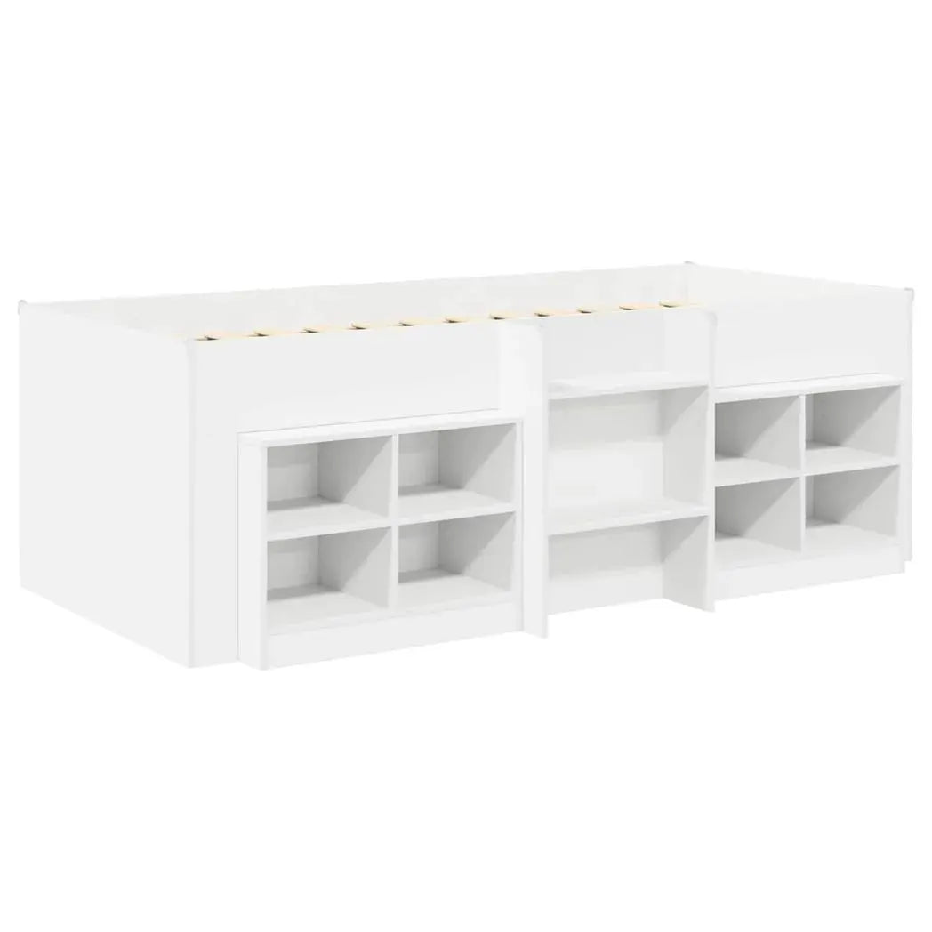 vidaXL Loft Bed Frame with Cabinet 3 pcs White Engineered Wood - from vidaXL