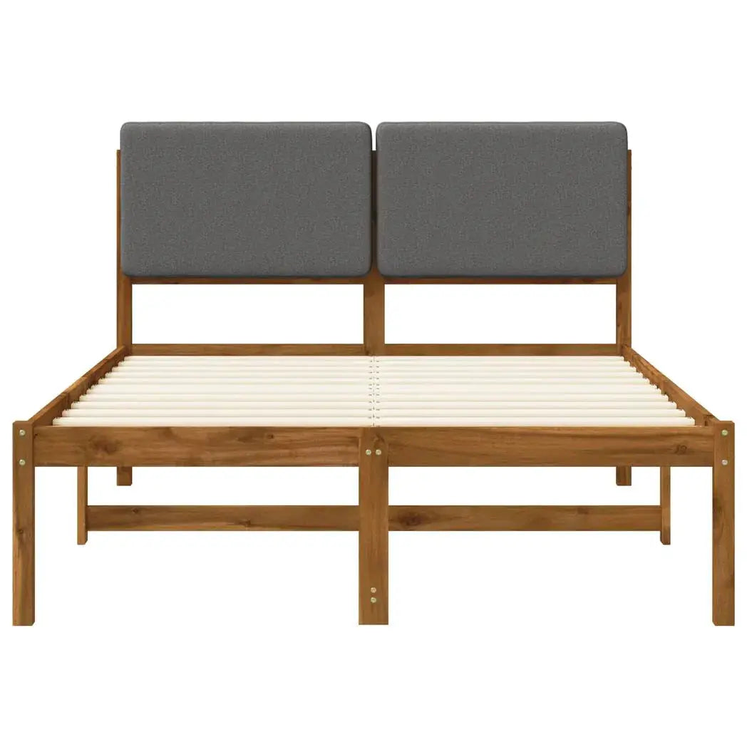 vidaXL Bed Frame with Upholstered Headboard Natural and Light Grey - from vidaXL