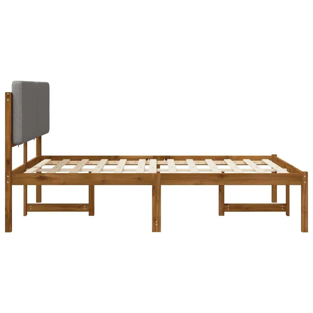 vidaXL Bed Frame with Upholstered Headboard Natural and Light Grey - from vidaXL