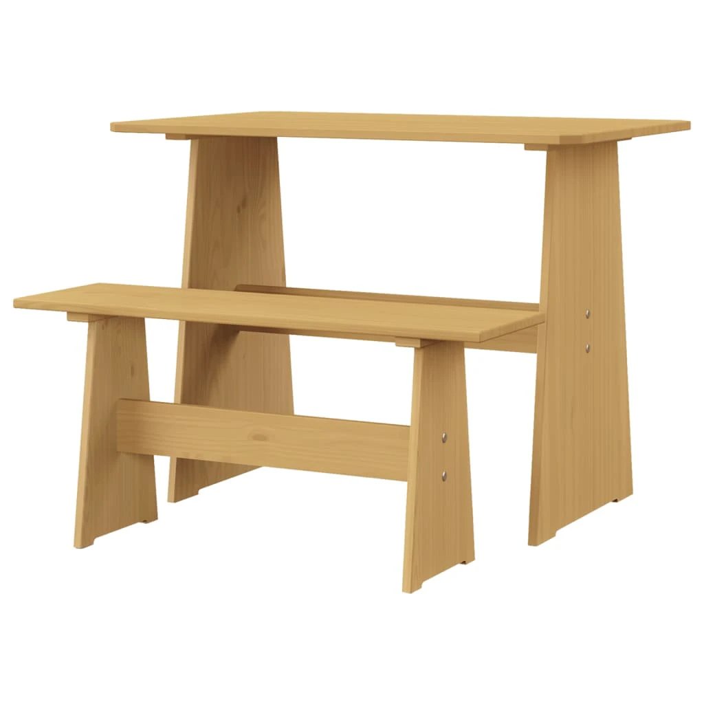 vidaXL vidaXL 3 Piece Dining Set REINE Honey Brown Solid Wood Pine - Dining Set