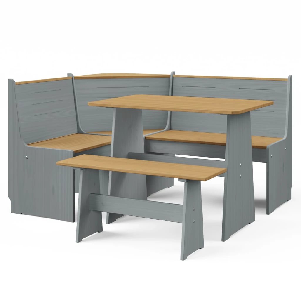 vidaXL 3 Piece Dining Set REINE Honey Brown Solid Wood Pine by vidaXL