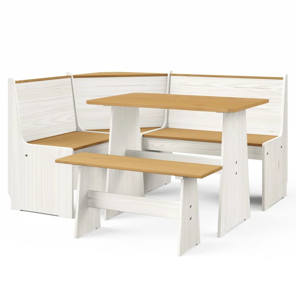 vidaXL vidaXL 3 Piece Dining Set REINE Honey Brown Solid Wood Pine - Dining Set