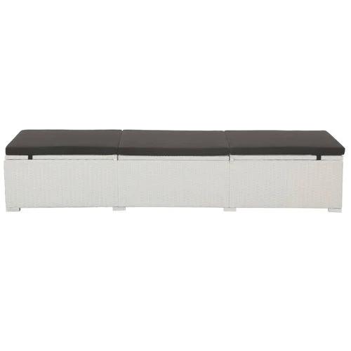 Sun Lounger with Black Cushion Poly Rattan White by vidaXL