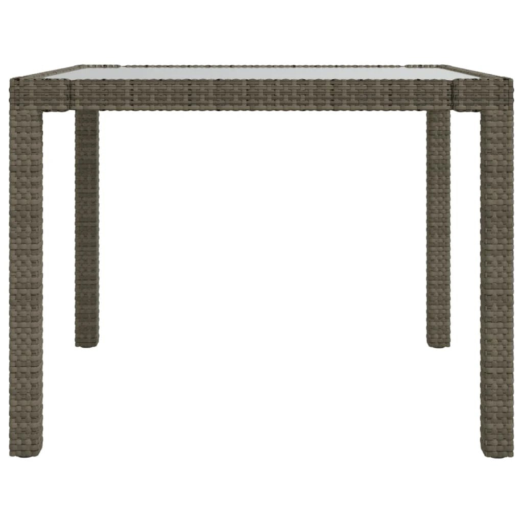 vidaXL vidaXL Garden Table 90x90x75 cm Tempered Glass and Poly Rattan Brown - Garden Table