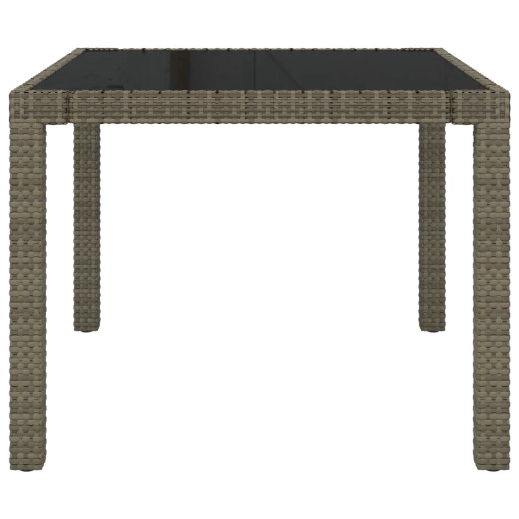 vidaXL Garden Table 90x90x75 cm Tempered Glass and Poly Rattan Brown by vidaXL
