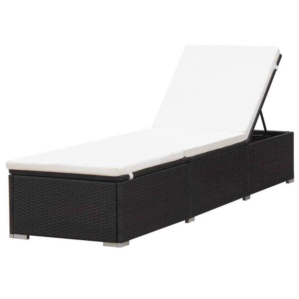 Premium Sun Lounger 200x70x40 cm Water Resistant PE Rattan Outdoor Patio Garden Weatherproof by vidaXL