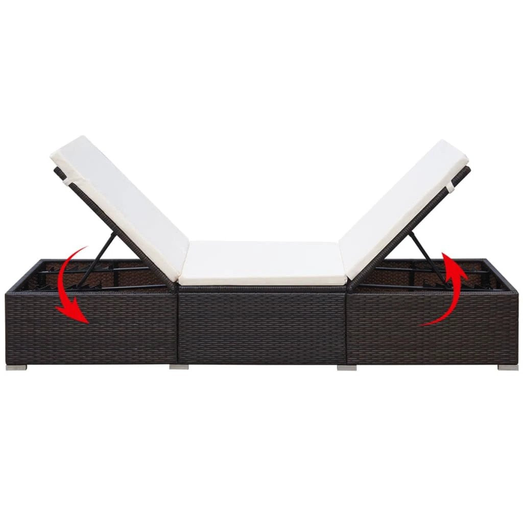 Premium Sun Lounger 200x70x40 cm Water Resistant PE Rattan Outdoor Patio Garden Weatherproof by vidaXL