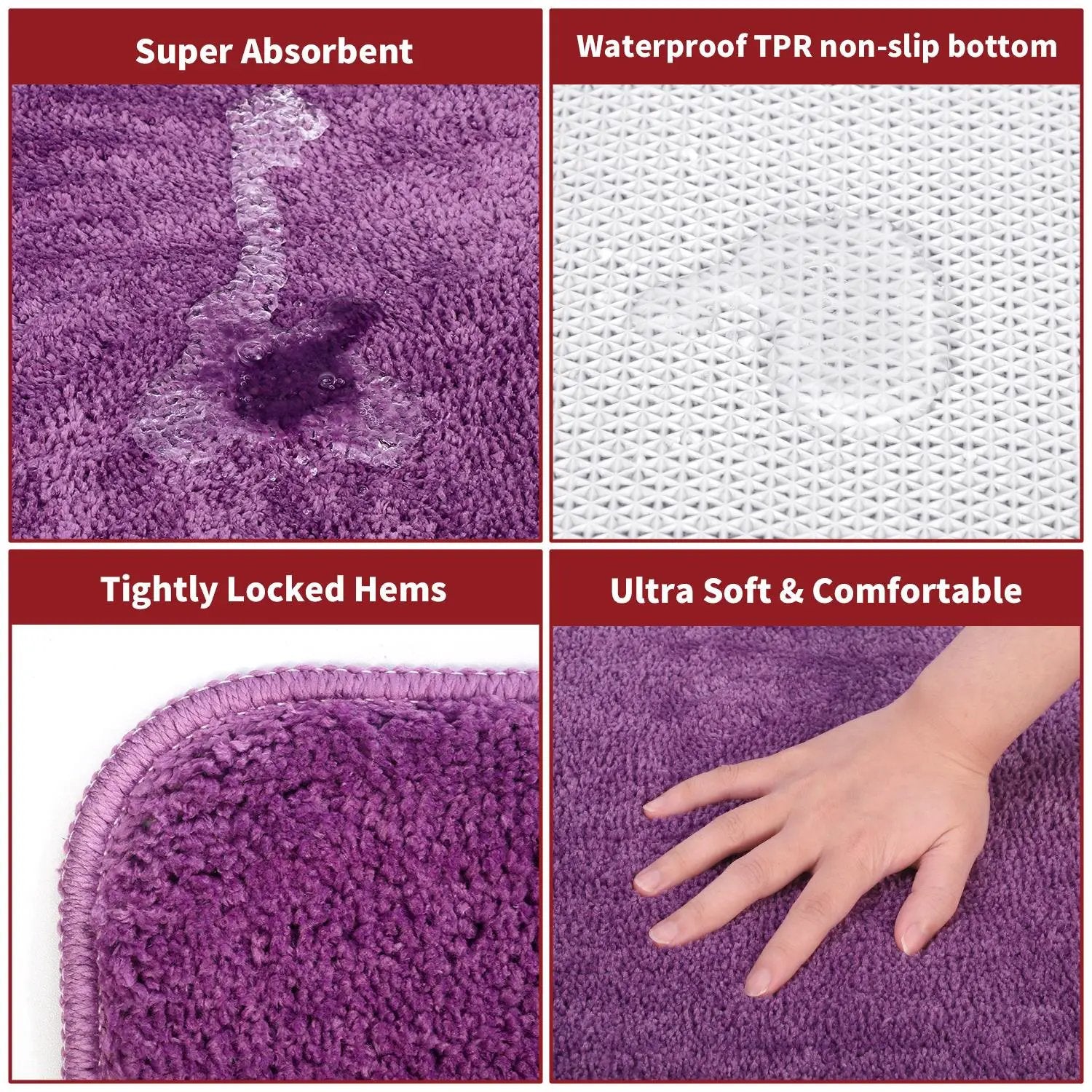 Vinsani VINSANI BATH MAT 60X90cm PURPLE 1010169 - Rug