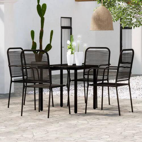 vidaXL vidaXL 5 Piece Garden Dining Set Black Cotton Rope and Steel - Garden Set