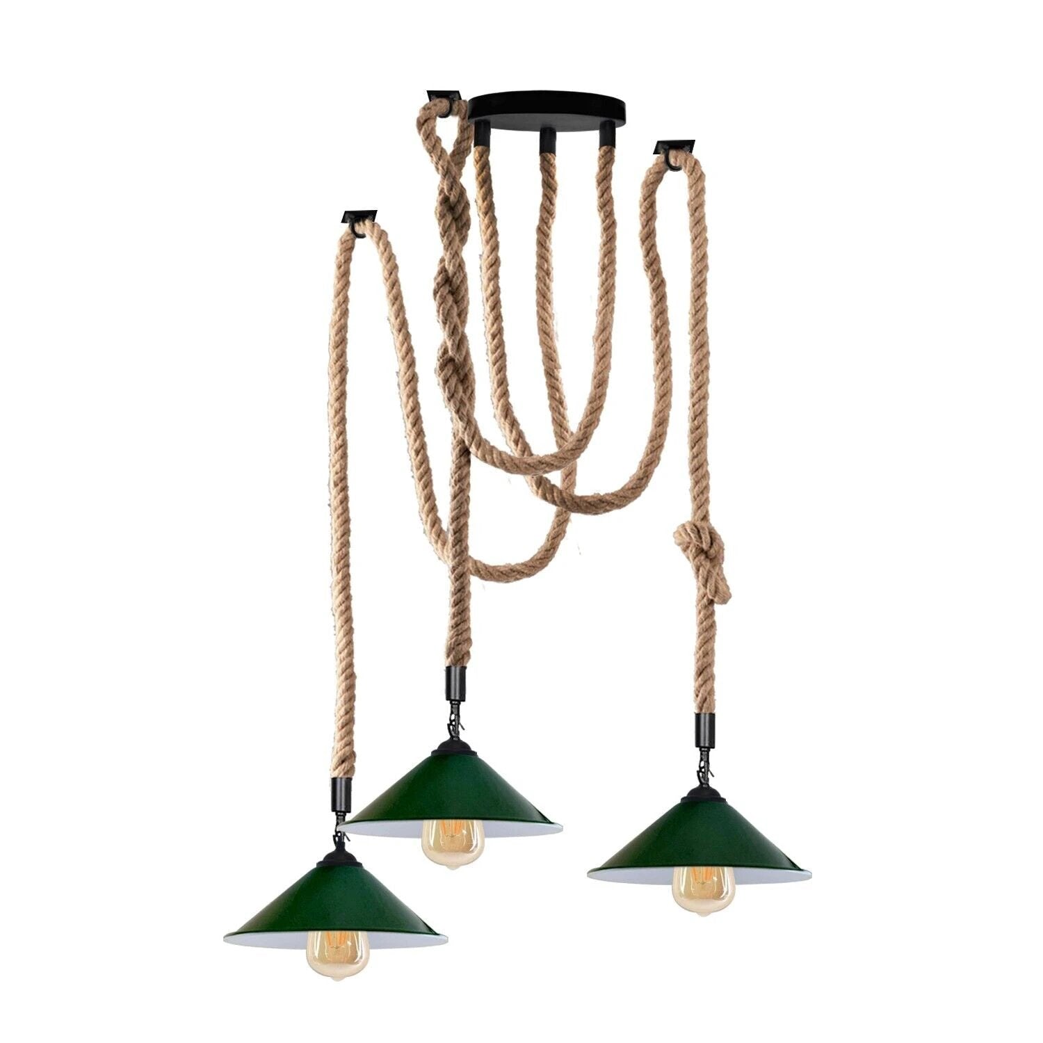 Industrial Rope Pendant Lights ThreeLite E27 Glow by Ledsone