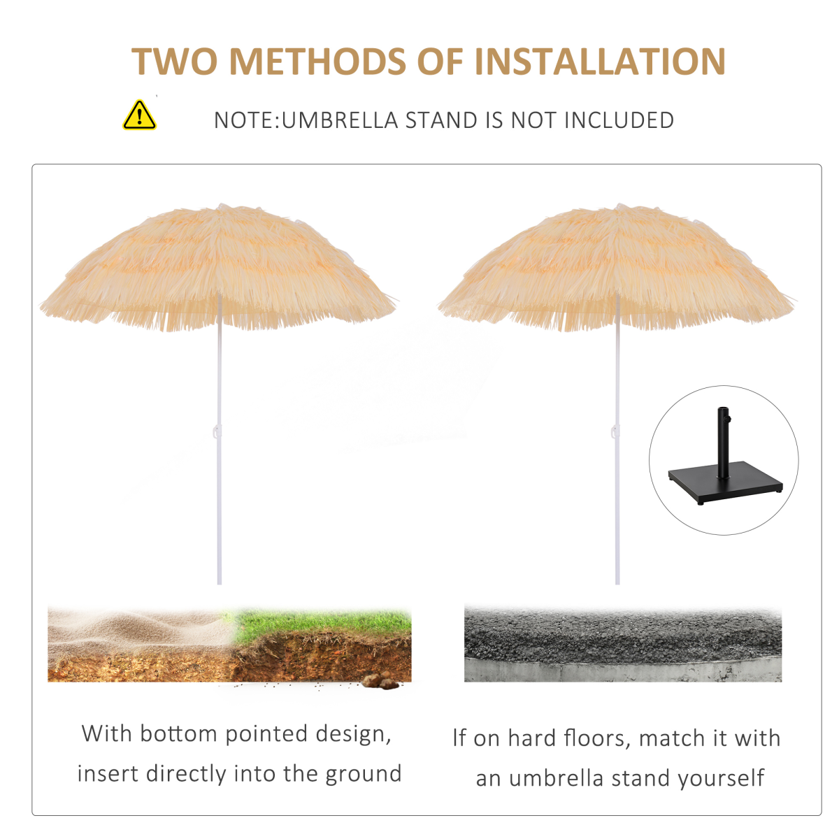 Outsunny Patio Hawaii Beach Sun Umbrella Sunshade Hawaiian Folding Tilting Parasol - Parasol