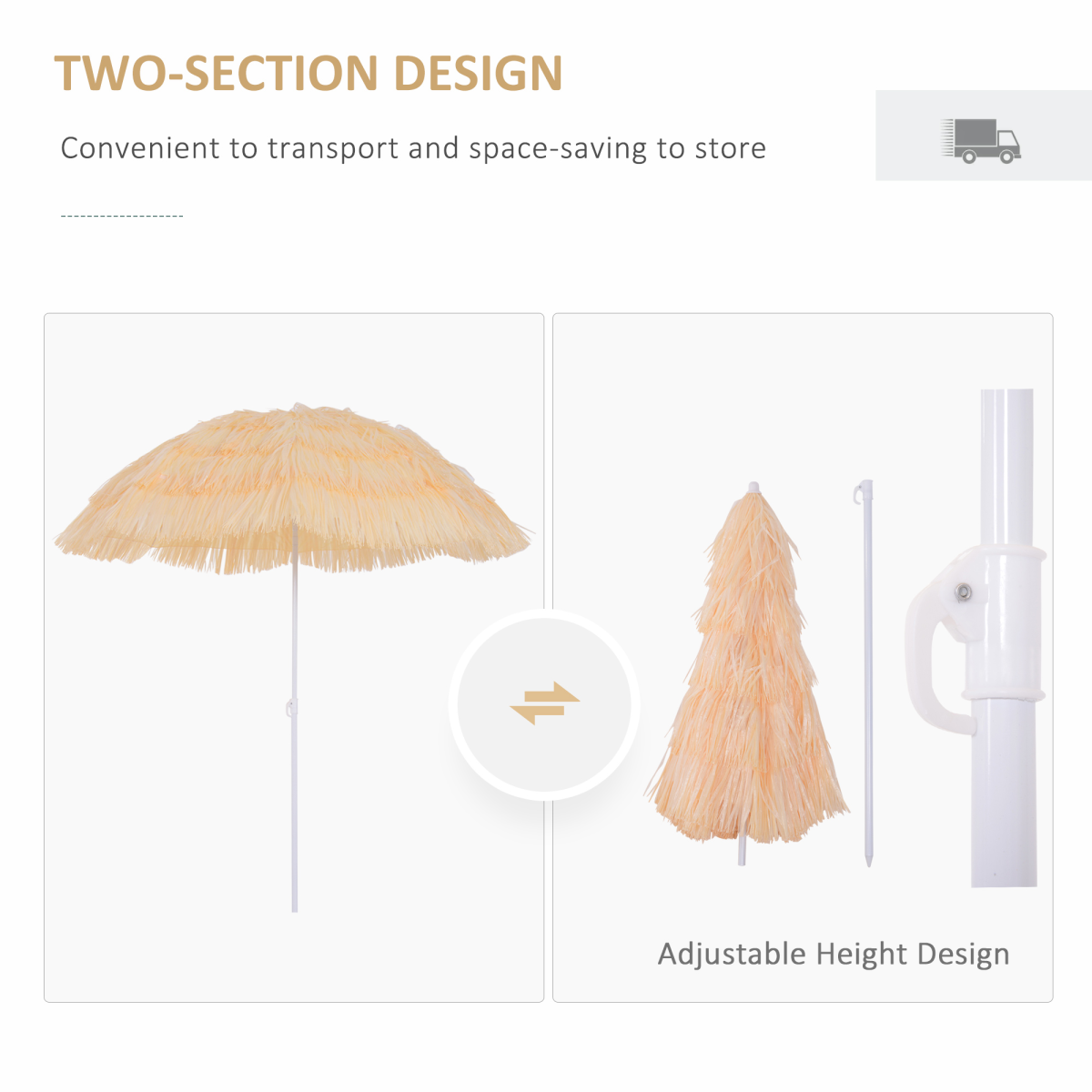 Outsunny Patio Hawaii Beach Sun Umbrella Sunshade Hawaiian Folding Tilting Parasol - Parasol