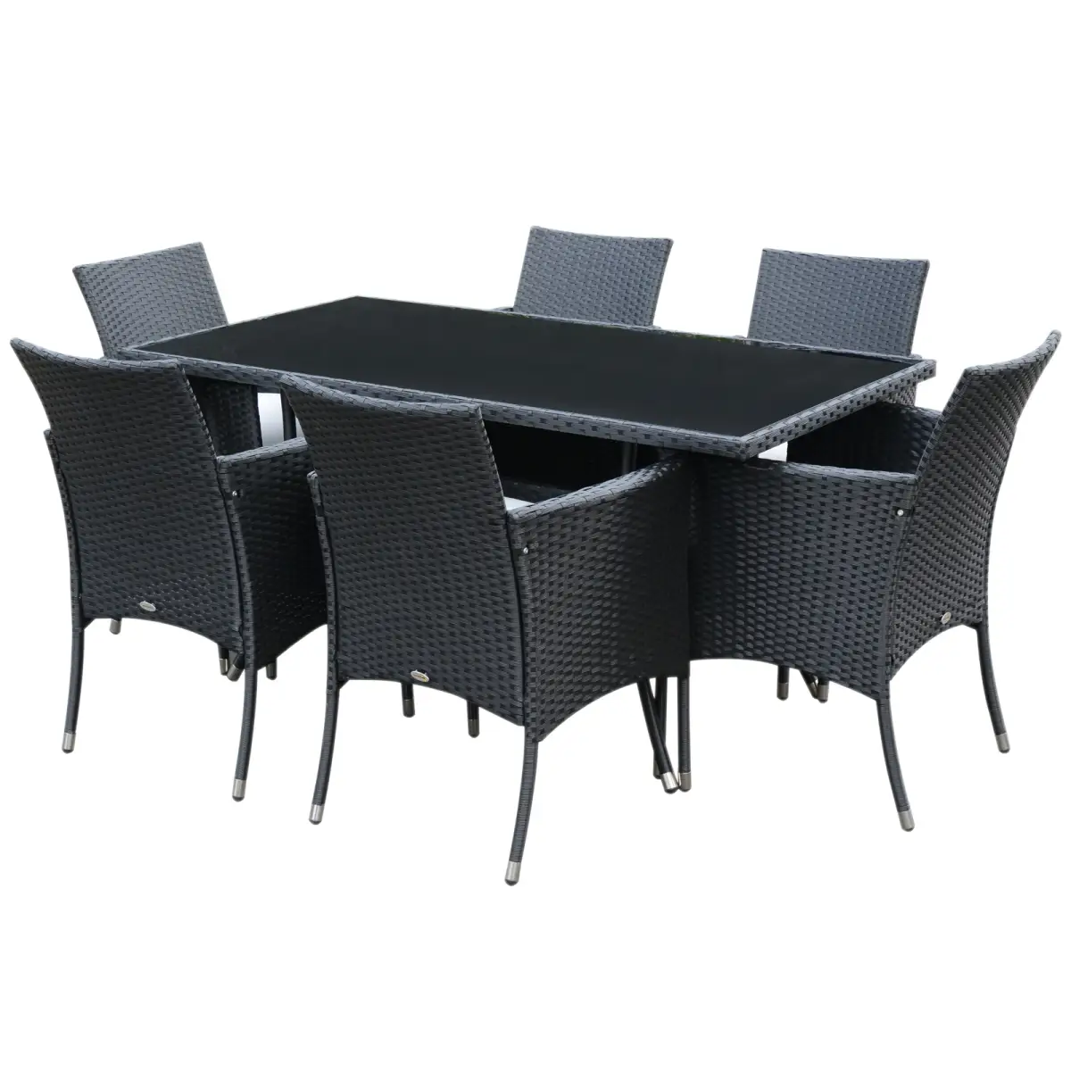 Outsunny Rattan Garden Furniture Dining Set 6-seater Patio Rectangular Table Cube Chairs - Garden Set