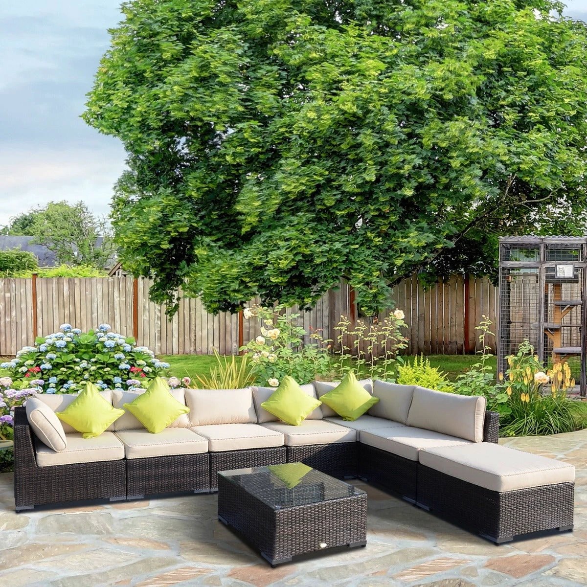 Outsunny 8 Pcs Rattan Sofa Set W/Cushions - Garden Sofa Sets