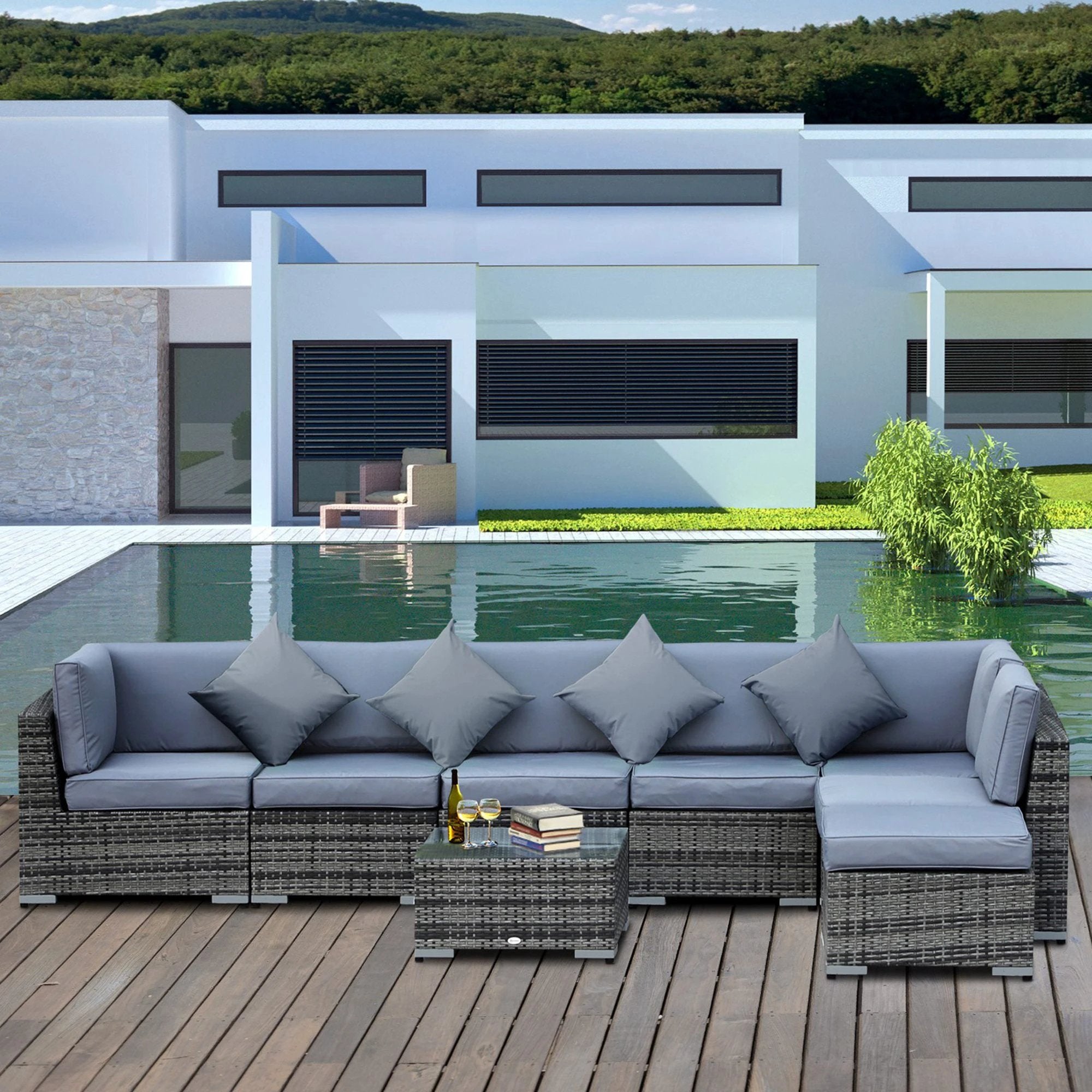 8 Pcs Rattan Sofa Set W/Cushions by Outsunny