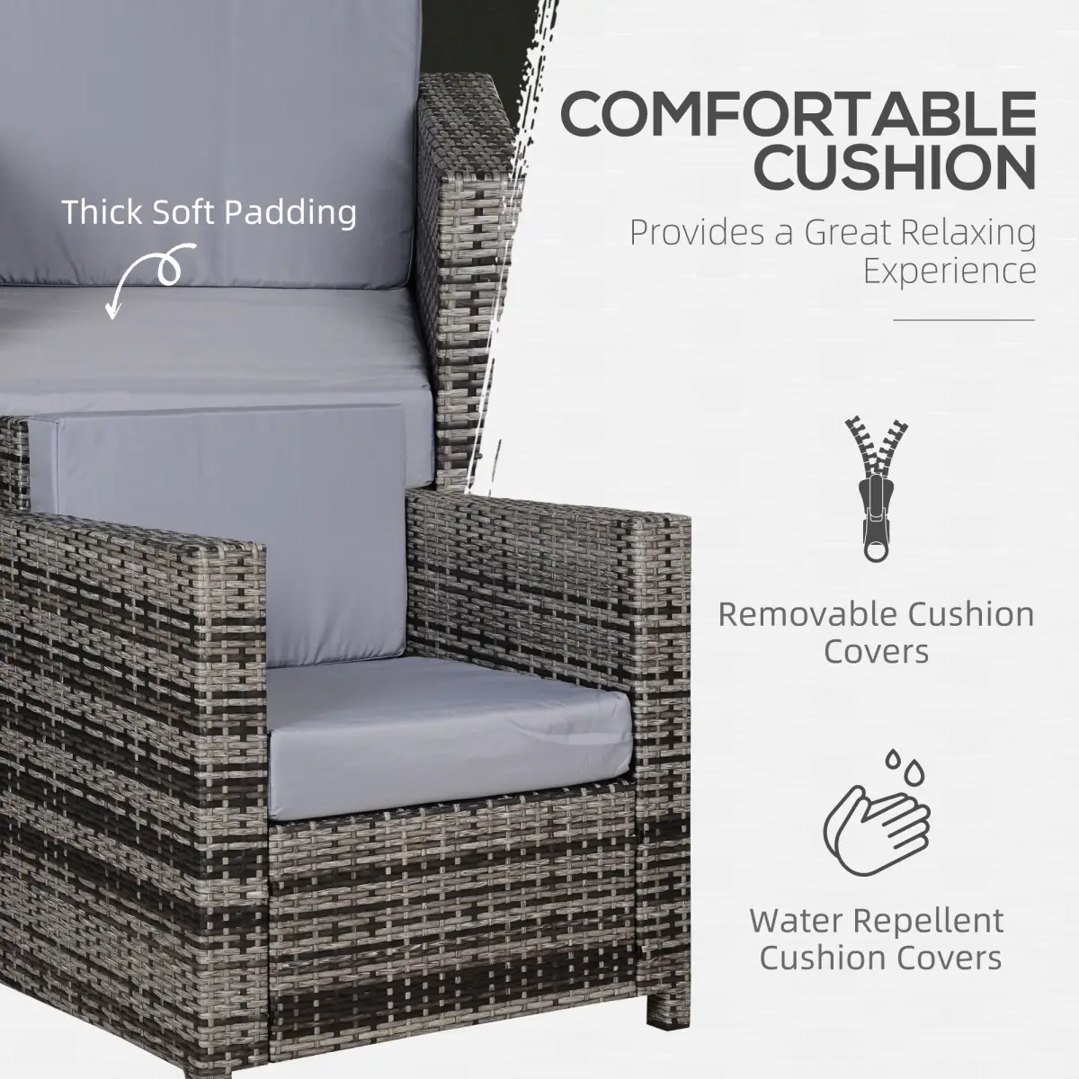 Outsunny Rattan Outdoor Garden Single Sofa Armchair - Garden Sofa Sets